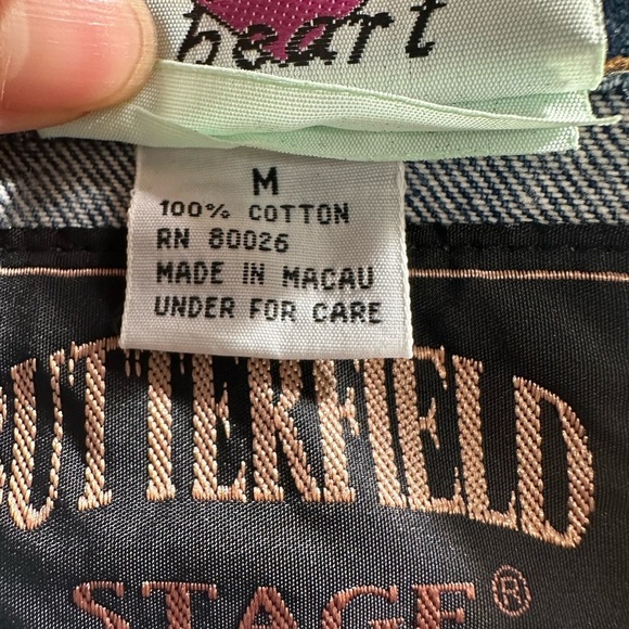 Brighton Embroidered Heart Patch Denim Jacket Sz M Oversized - Picture 7 of 12